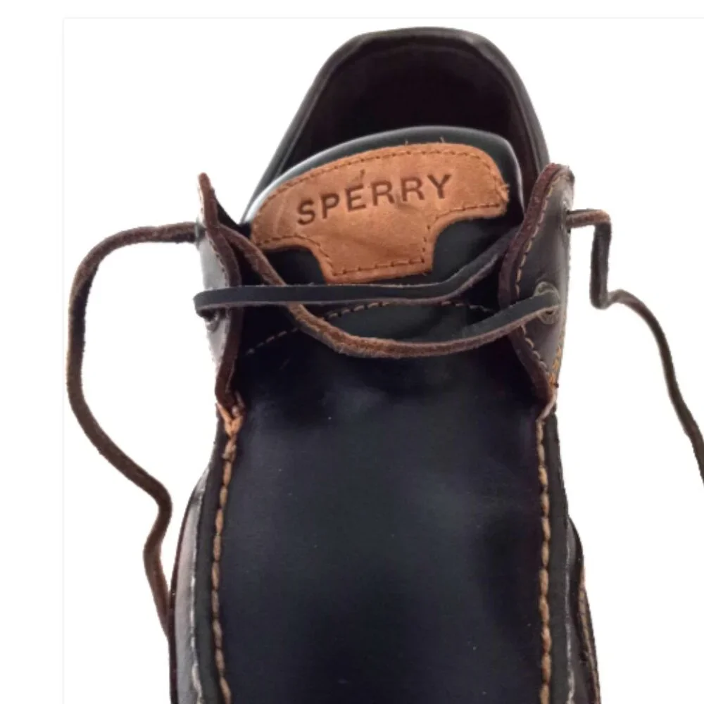Sperry Top-Sider Men’s 10 Amaretto Leather 2-Eye Boat Shoes Canoe Moc 0764027W